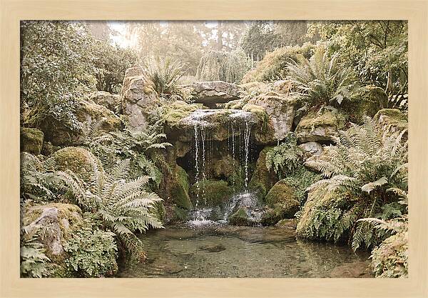 Garden Grotto With Ferns And Dripping Water