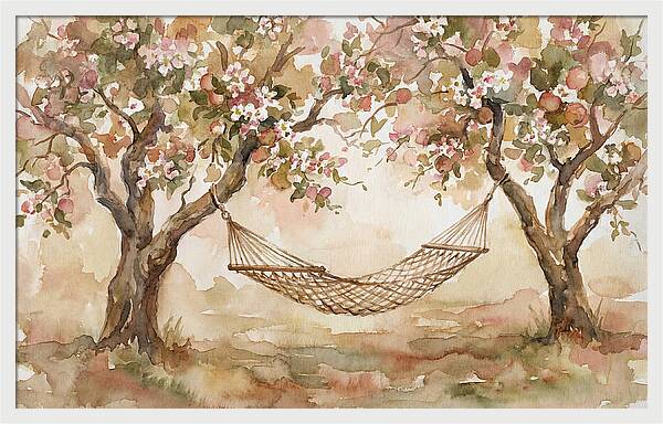 Garden Hammock Under Apple Blossoms