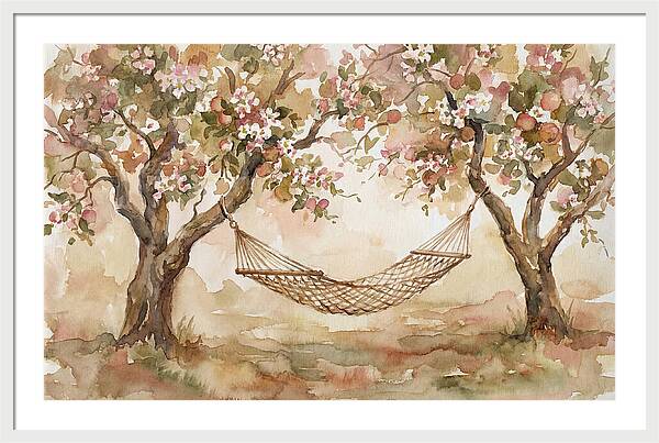 Garden Hammock Under Apple Blossoms