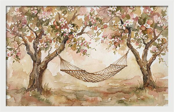 Garden Hammock Under Apple Blossoms