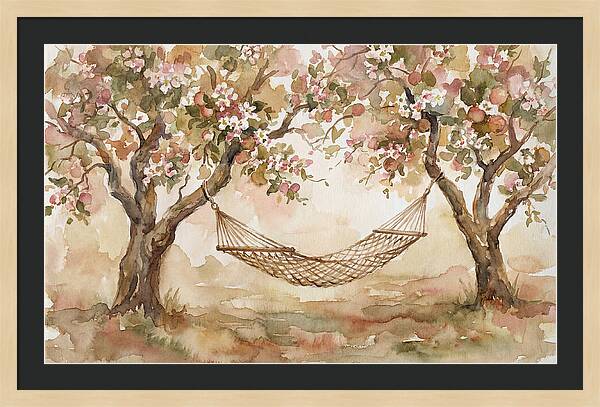 Garden Hammock Under Apple Blossoms