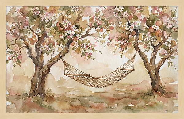 Garden Hammock Under Apple Blossoms