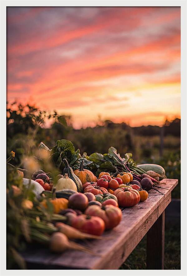 Garden Harvest At Sunset