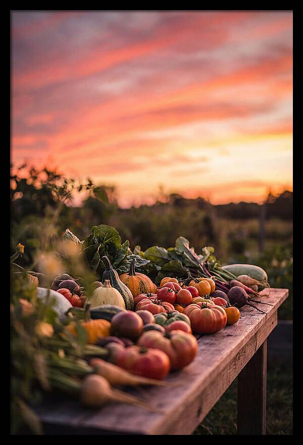Garden Harvest At Sunset