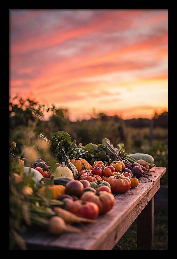 Garden Harvest At Sunset