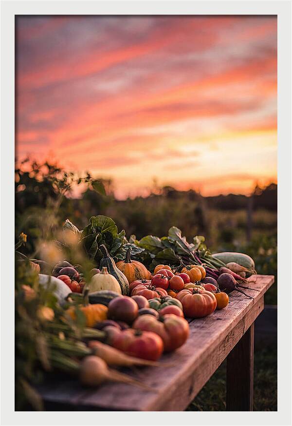 Garden Harvest At Sunset