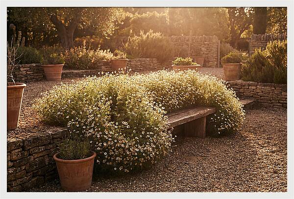 Garden Herb Seat Surrounded By Chamomile