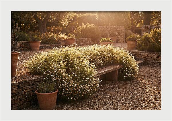 Garden Herb Seat Surrounded By Chamomile