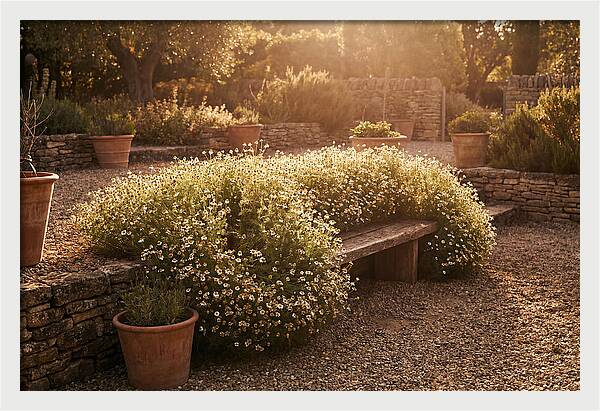 Garden Herb Seat Surrounded By Chamomile