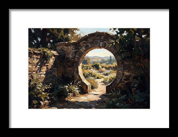 Garden Moon Gate Through Stone Wall