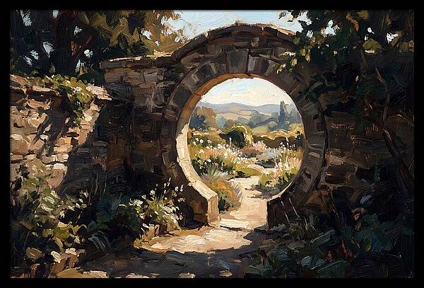 Garden Moon Gate Through Stone Wall