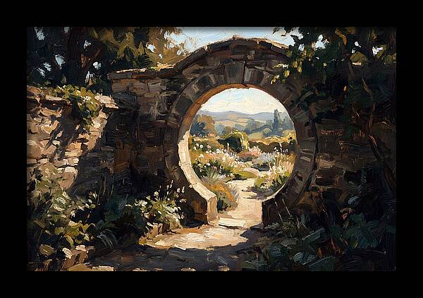 Garden Moon Gate Through Stone Wall