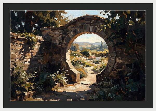 Garden Moon Gate Through Stone Wall
