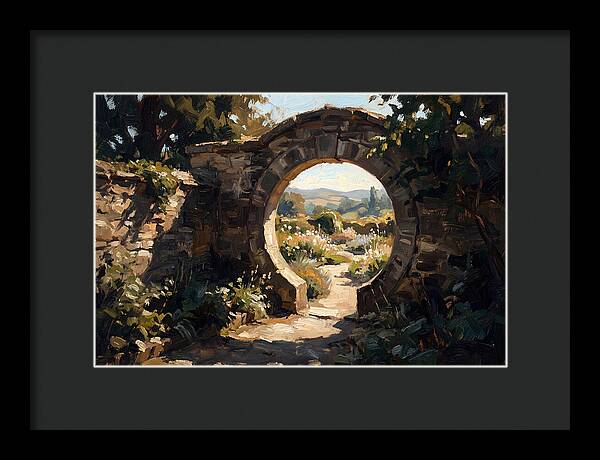 Garden Moon Gate Through Stone Wall