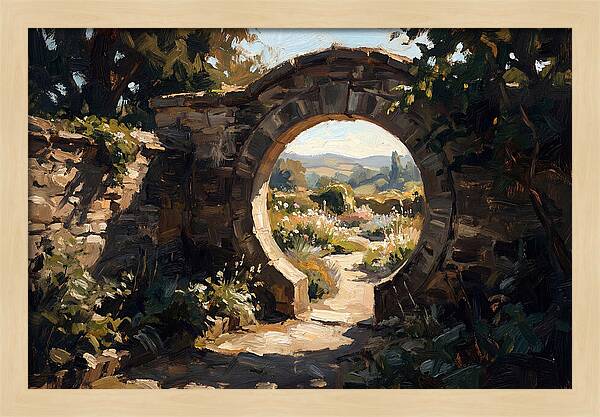 Garden Moon Gate Through Stone Wall