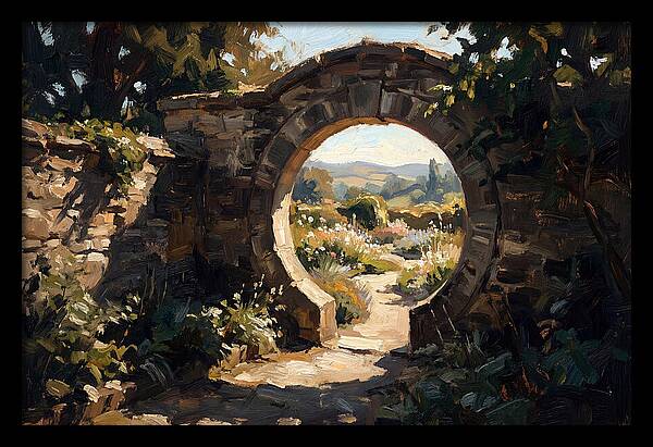 Garden Moon Gate Through Stone Wall