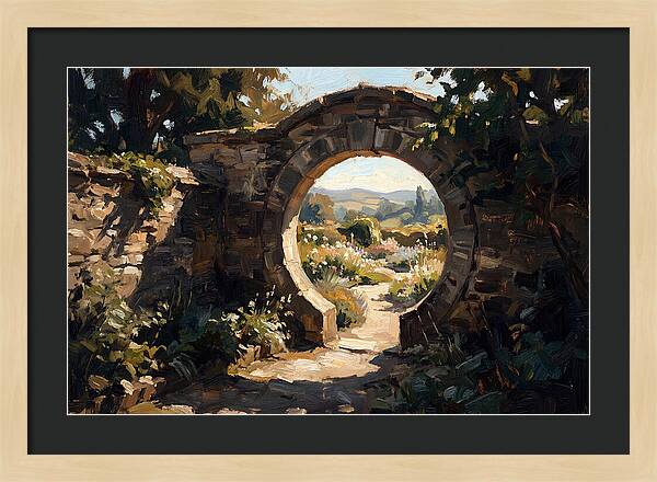 Garden Moon Gate Through Stone Wall