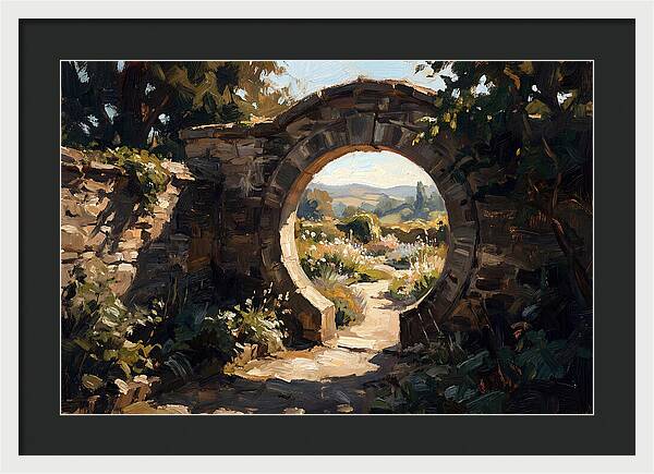 Garden Moon Gate Through Stone Wall