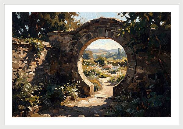 Garden Moon Gate Through Stone Wall