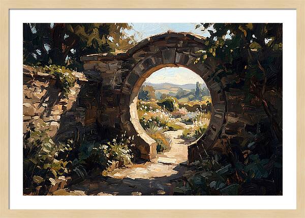 Garden Moon Gate Through Stone Wall