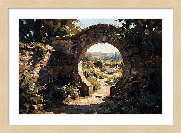 Garden Moon Gate Through Stone Wall