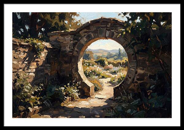 Garden Moon Gate Through Stone Wall