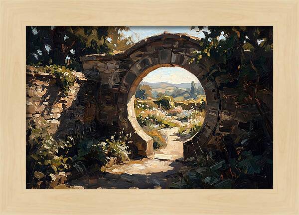 Garden Moon Gate Through Stone Wall