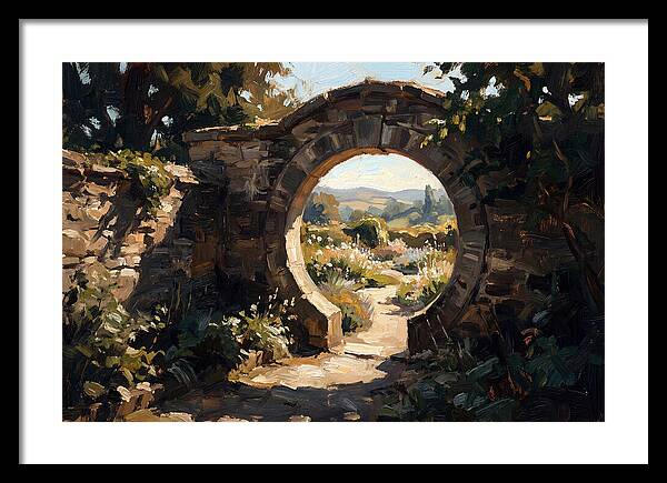 Garden Moon Gate Through Stone Wall