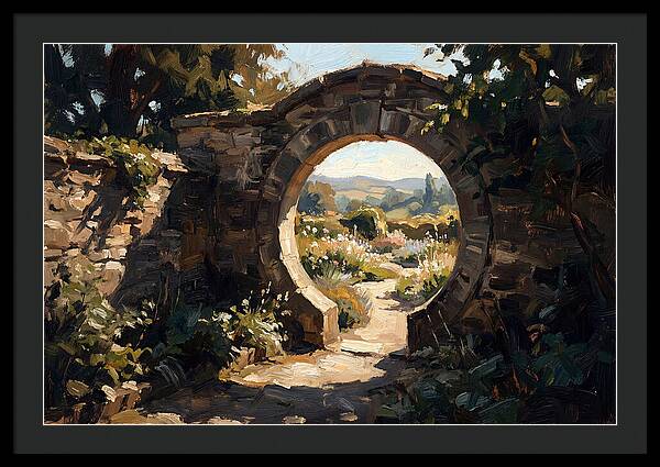 Garden Moon Gate Through Stone Wall