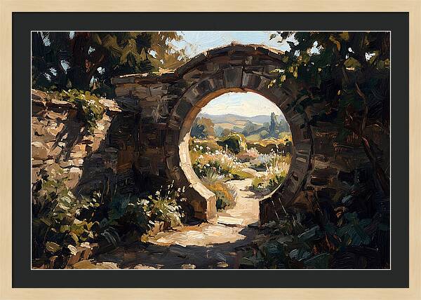 Garden Moon Gate Through Stone Wall
