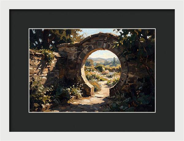 Garden Moon Gate Through Stone Wall