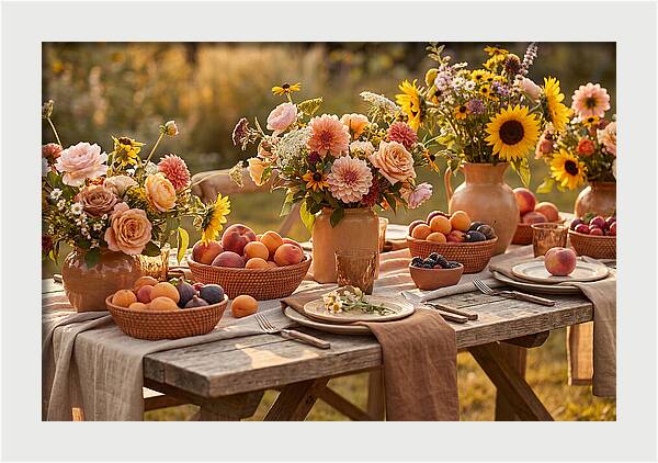 Garden Party Table With Summer Flowers
