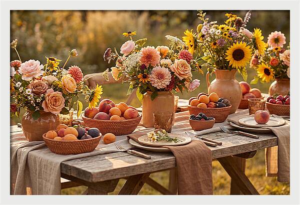 Garden Party Table With Summer Flowers