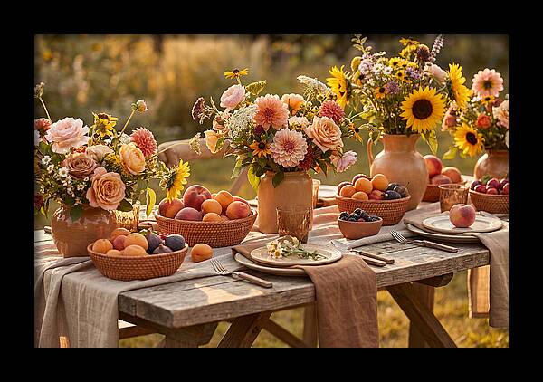 Garden Party Table With Summer Flowers