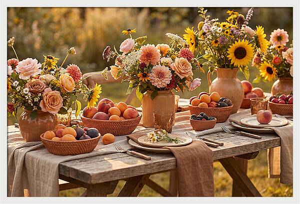 Garden Party Table With Summer Flowers