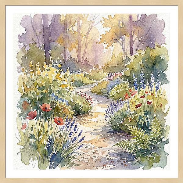 Garden Path Through Blossoms