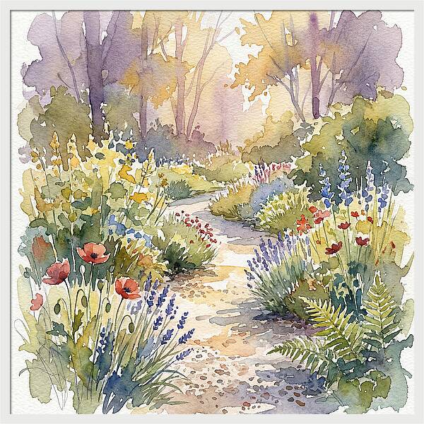 Garden Path Through Blossoms