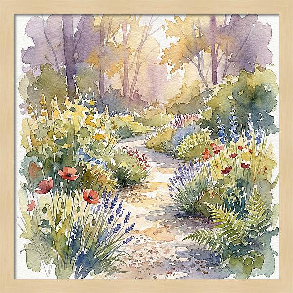 Garden Path Through Blossoms