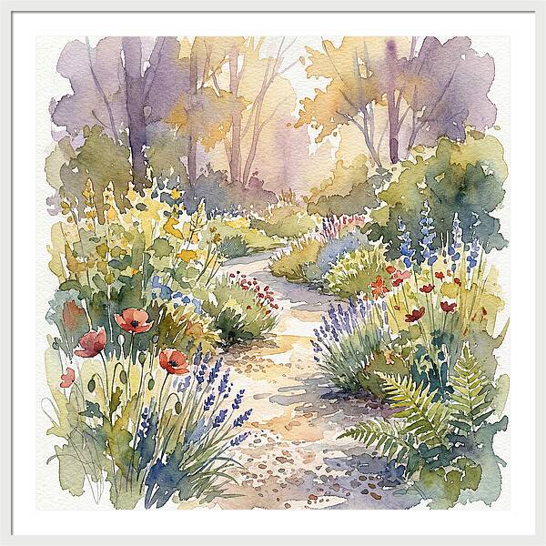Garden Path Through Blossoms