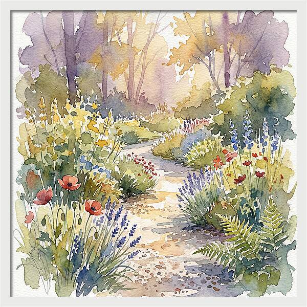 Garden Path Through Blossoms