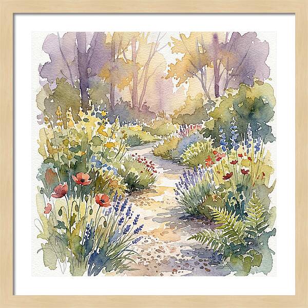 Garden Path Through Blossoms