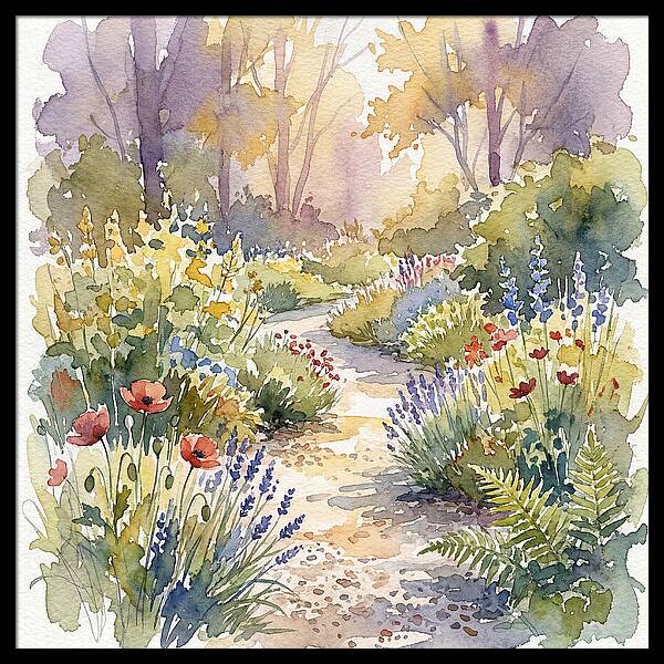 Garden Path Through Blossoms