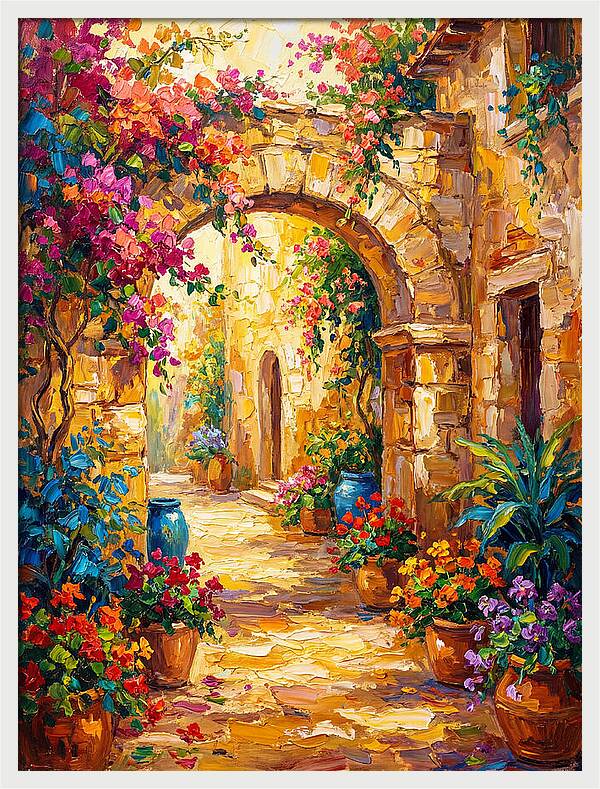 Garden Path Through Mediterranean Blooms