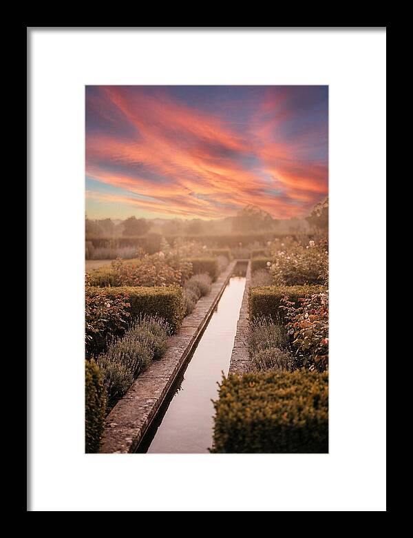 Garden Rill Water Channel At Dusk