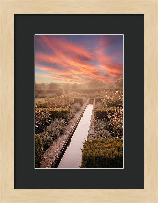 Garden Rill Water Channel At Dusk