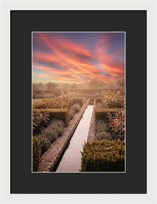 Garden Rill Water Channel At Dusk