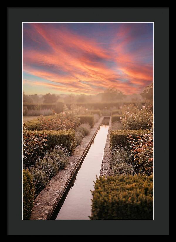 Garden Rill Water Channel At Dusk