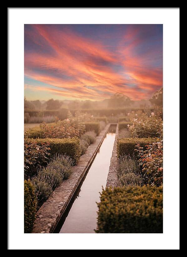Garden Rill Water Channel At Dusk