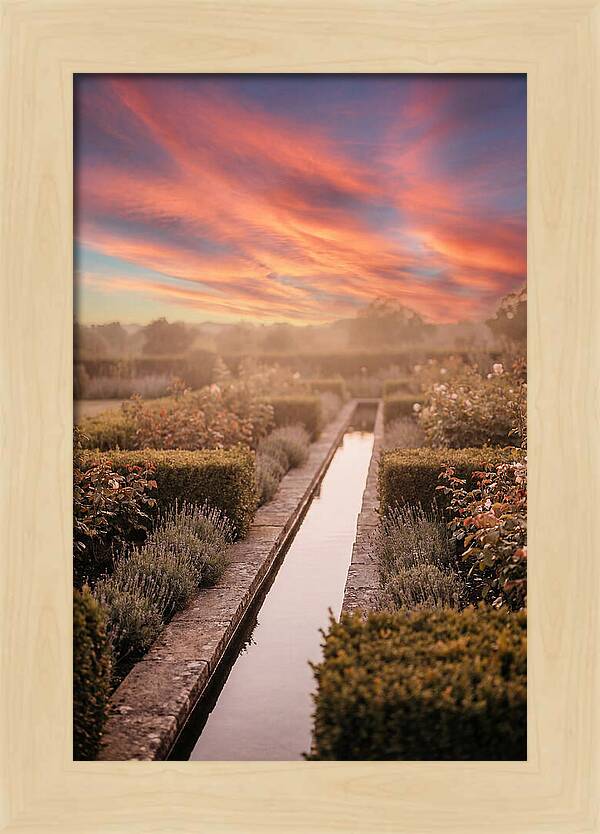 Garden Rill Water Channel At Dusk
