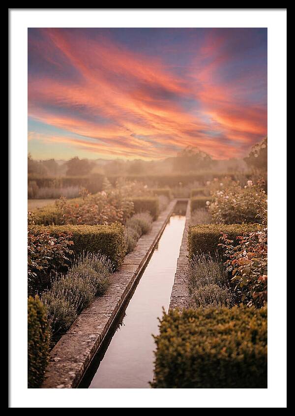 Garden Rill Water Channel At Dusk